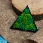 Casa si Gradina - Decoratiuni - Decoratiuni perete - Decor Forma Triunghi HH1541 din lemn Personalizat cu Licheni - 18x15 cm - Infinity.ro