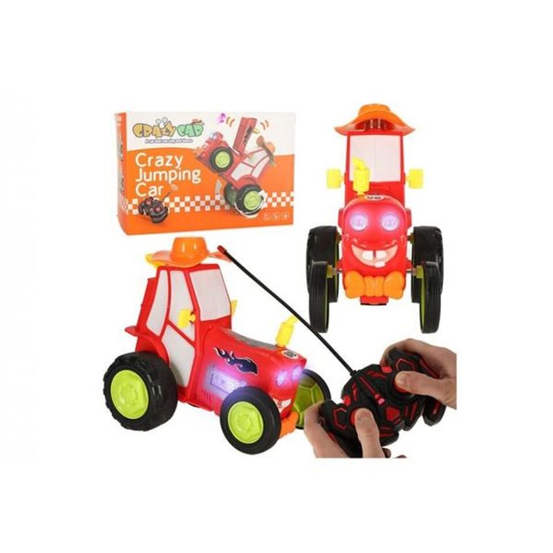 Jucarii, Copii si Bebe - Jucarii si jocuri - Vehicule si jucarii cu telecomanda - Utilaje constructie de jucarie - Tractor Saritor, cu Telecomanda, cu Lumini Si Muzica Vesela Rosu - Infinity.ro