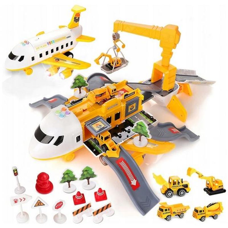Jucarii, Copii si Bebe - Jucarii si jocuri - Vehicule si jucarii cu telecomanda - Elicoptere, avioane si nave de jucarie - Avion Cargo Pentru Copii Simulator Transport Cu Sunete Si Lumini Galben - Infinity.ro