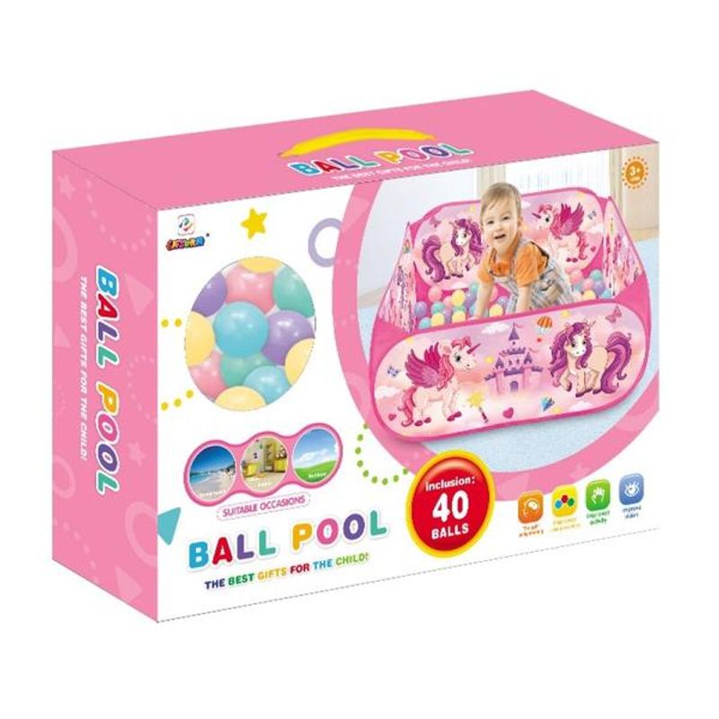Jucarii, Copii si Bebe - Jucarii si jocuri - Jucarii de exterior - Spatii de joaca si accesorii - Piscina cu 40 Bile pentru Fetite Unicorn - Infinity.ro