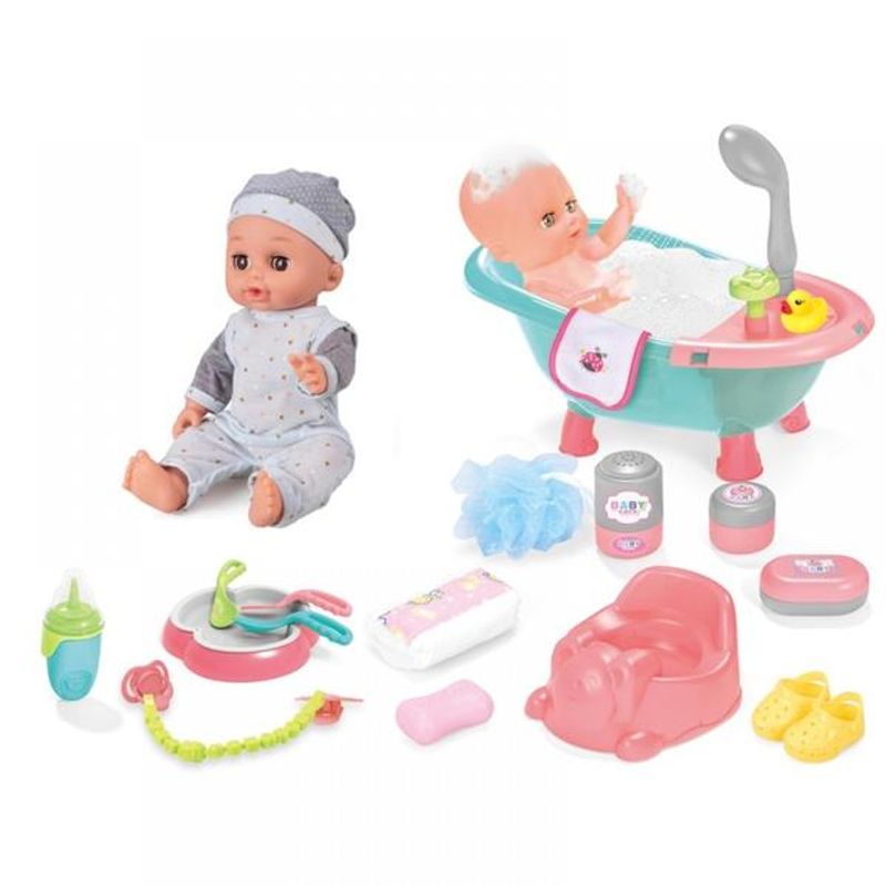 Jucarii, Copii si Bebe - Jucarii si jocuri - Papusi si accesorii - Papusi - Papusa Interactiva 35 Cm Cu Cadita Baie, 12 Sunete Si Diverse Accesorii - Infinity.ro