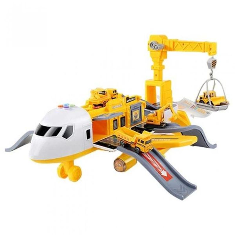 Jucarii, Copii si Bebe - Jucarii si jocuri - Vehicule si jucarii cu telecomanda - Elicoptere, avioane si nave de jucarie - Avion Cargo Pentru Copii Simulator Transport Cu Sunete Si Lumini Galben - Infinity.ro