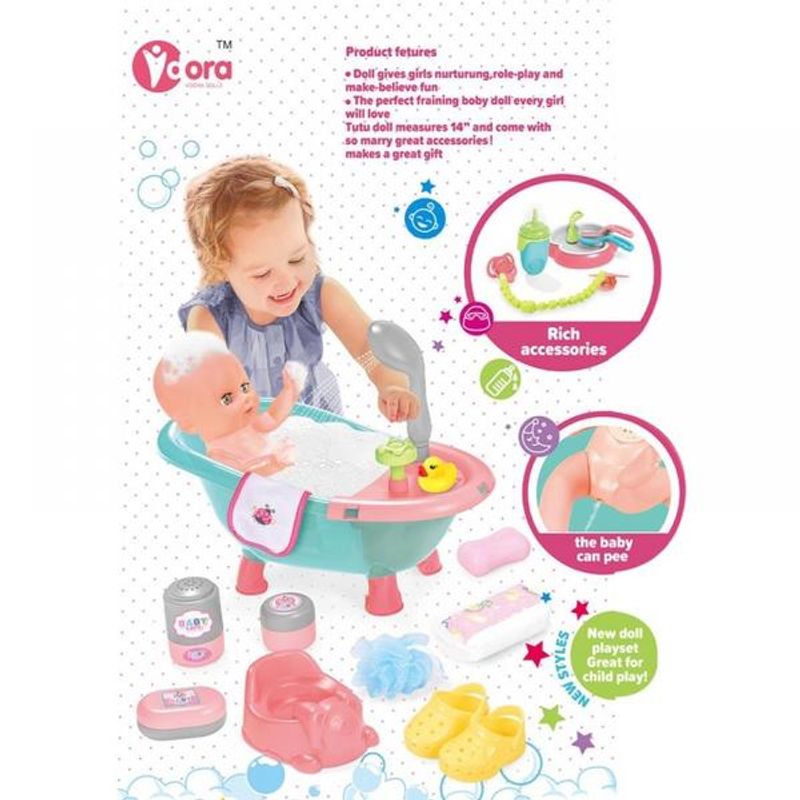 Jucarii, Copii si Bebe - Jucarii si jocuri - Papusi si accesorii - Papusi - Papusa Interactiva 35 Cm Cu Cadita Baie, 12 Sunete Si Diverse Accesorii - Infinity.ro