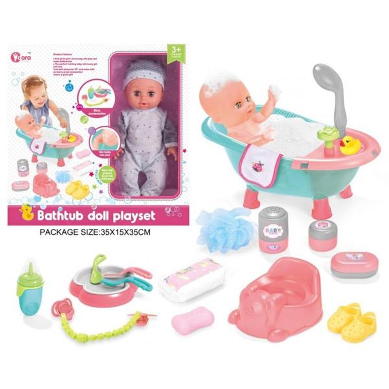 Jucarii, Copii si Bebe - Jucarii si jocuri - Papusi si accesorii - Papusi - Papusa Interactiva 35 Cm Cu Cadita Baie, 12 Sunete Si Diverse Accesorii - Infinity.ro