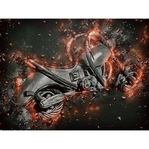 Tablou Canvas, Motocicleta , 90 x 60 cm, Rama lemn, Multicolor