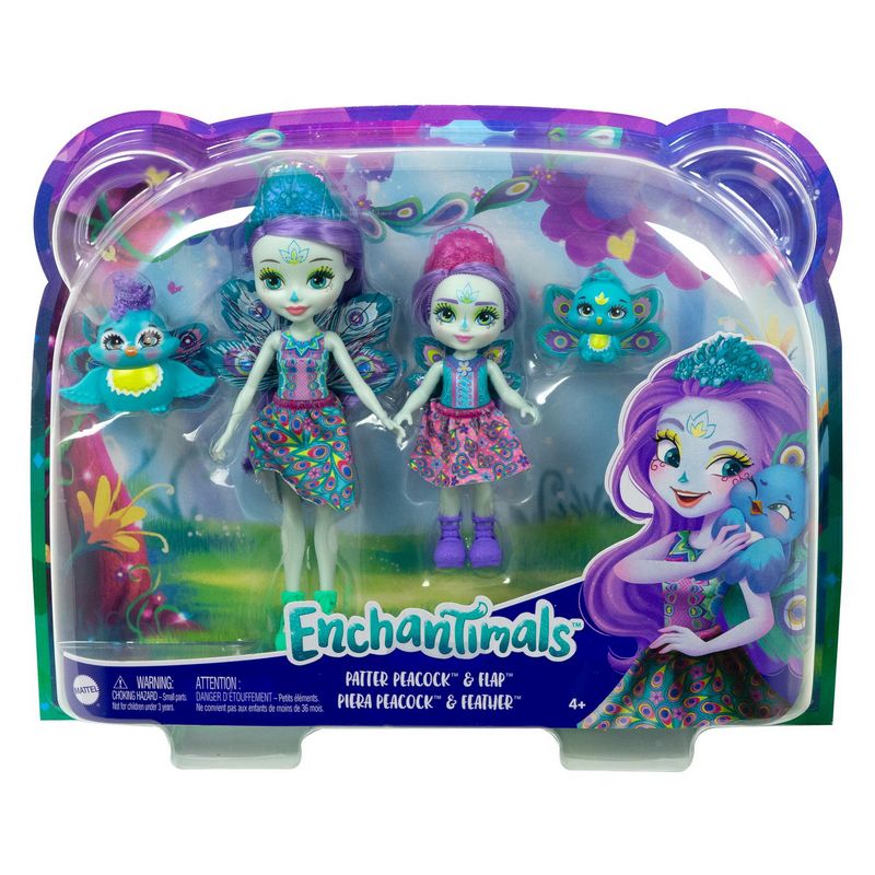 Jucarii, Copii si Bebe - Jucarii si jocuri - Papusi si accesorii - Papusi - Enchantimals set papusi surori si animalutele lor patter peacock si flap si piera peacock si feather - Infinity.ro