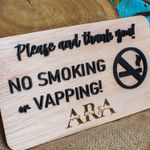 Casa si Gradina - Decoratiuni - Decoratiuni perete - Indicator din lemn HH1562 No Smoking No Vaping Personalizat 20x12 cm - Infinity.ro