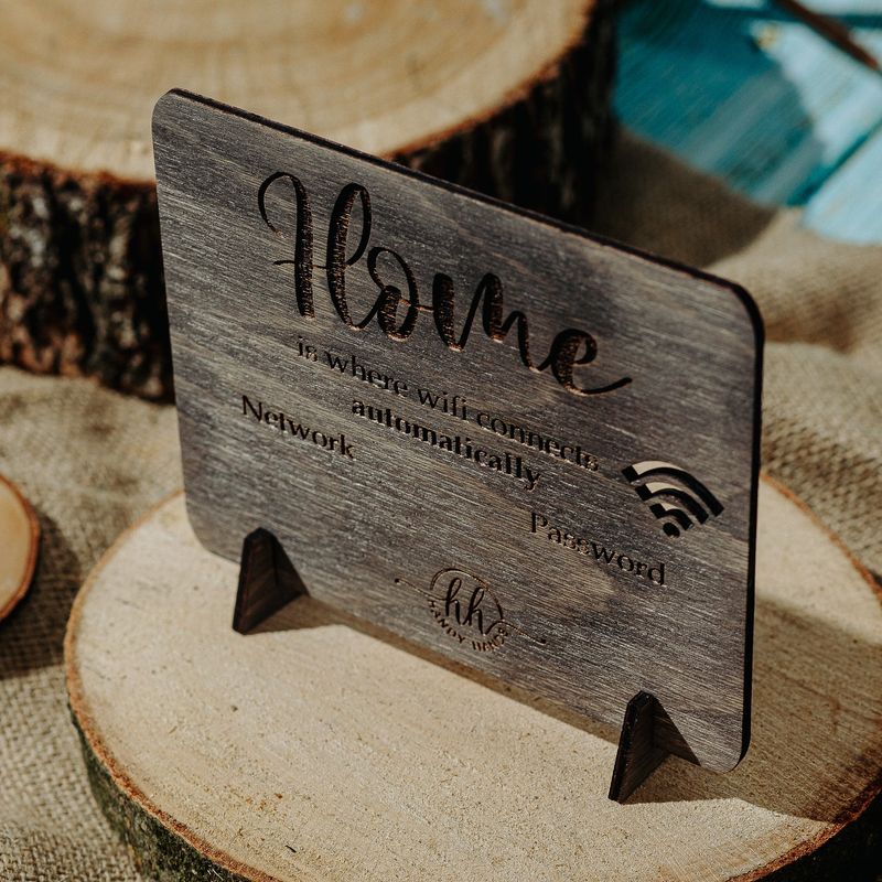 Casa si Gradina - Decoratiuni - Decoratiuni perete - Semn de Conexiune Wifi din lemn HH980 Personalizat 16x13 cm - Infinity.ro