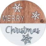 Casa si Gradina - Decoratiuni - Decoratiuni de sezon - Decor perete usa de Craciun HH924 din lemn Merry Christmas Fulgi de nea - 30 L x 30 H (cm) - Infinity.ro