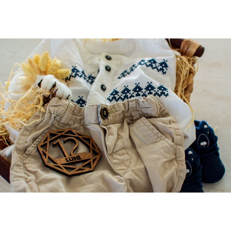 Casa si Gradina - Decoratiuni - Obiecte decorative - Decoratiuni camera copilului - Set carduri Personalizabile, HandyHands, bebe Milestone 1-12 luni din lemn - 8 L x 8 H (cm), Da - Infinity.ro