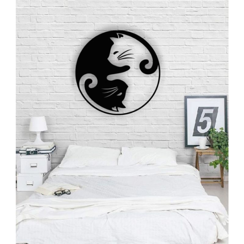 Casa si Gradina - Decoratiuni - Decoratiuni perete - Decor perete Personalizabil Pisica Ying Yang HHH359 din lemn - 38 L x 38 H (cm) - Infinity.ro