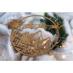 Casa si Gradina - Decoratiuni - Decoratiuni de sezon - Decor perete usa de Craciun HH855 din lemn Model Sania lui Mos Craciun - Auriu - Infinity.ro