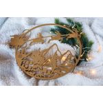 Casa si Gradina - Decoratiuni - Decoratiuni de sezon - Decor perete usa de Craciun HH855 din lemn Model Sania lui Mos Craciun - Auriu - Infinity.ro