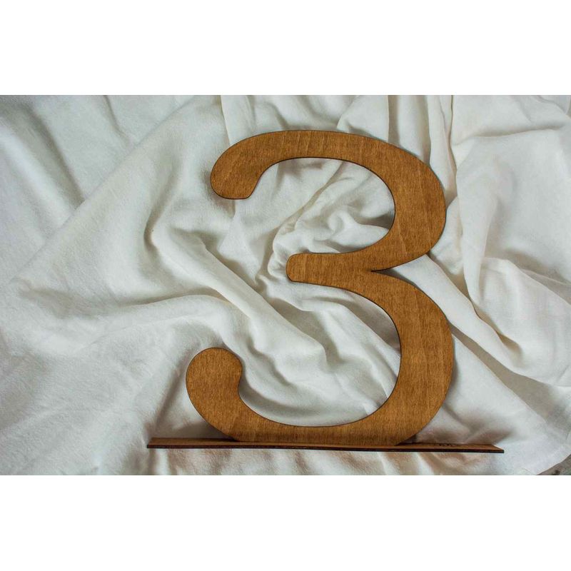 Casa si Gradina - Decoratiuni - Decoratiuni petrecere - Accesorii pentru petrecere - Decor Sedinta foto HH827 Cifra Trei din Lemn 25x30 cm - Infinity.ro