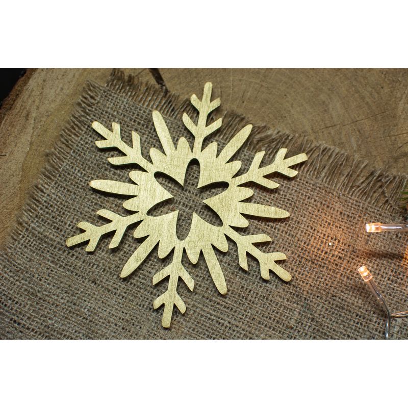 Casa si Gradina - Decoratiuni - Decoratiuni de sezon - Set 6 decoruri de Craciun HH921 din Lemn Model Fulg de nea - Colorate aleator - Infinity.ro