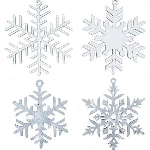 Set 4 globuri de Craciun HH919 din Lemn Model Fulg de nea