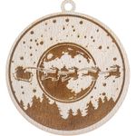 Casa si Gradina - Decoratiuni - Decoratiuni de sezon - Glob de Craciun HH911 din Lemn Model Sania lui Mos Craciun - Infinity.ro