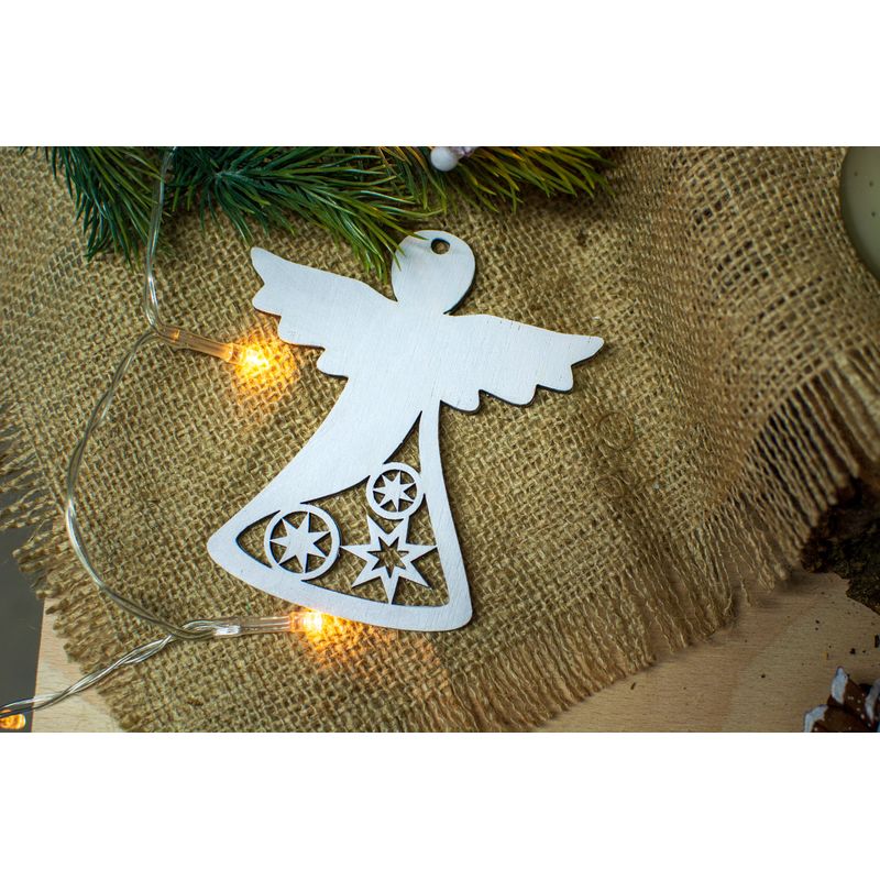 Casa si Gradina - Decoratiuni - Decoratiuni de sezon - Glob de Craciun HH913 din Lemn Model Inger - Infinity.ro