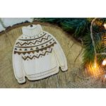 Casa si Gradina - Decoratiuni - Decoratiuni de sezon - Glob de Craciun HH857 din Lemn Model Pulover Tricotat - Infinity.ro