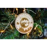 Casa si Gradina - Decoratiuni - Decoratiuni de sezon - Glob de Craciun HH911 din Lemn Model Sania lui Mos Craciun - Infinity.ro