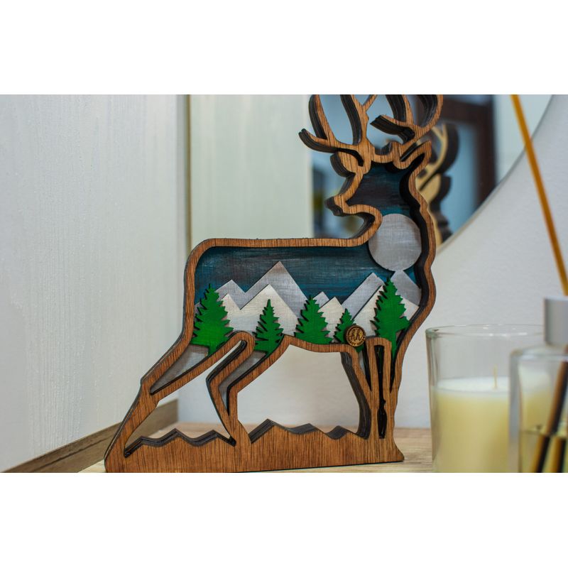 Casa si Gradina - Decoratiuni - Decoratiuni perete - Decor Personalizabil HandyHands din lemn mai multe straturi cerb - 20 L x 22 H (cm) - Infinity.ro
