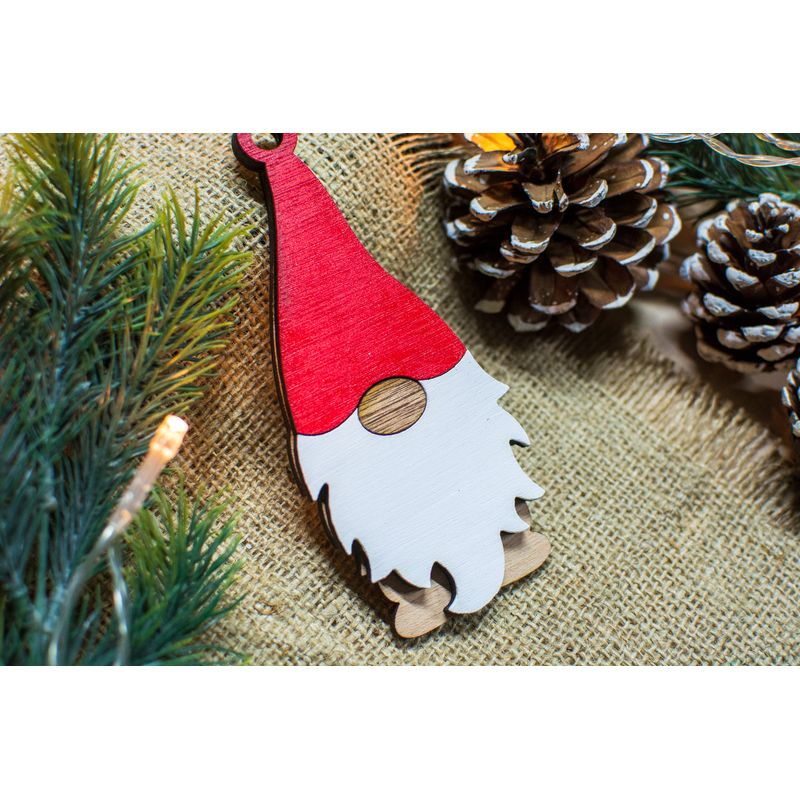 Casa si Gradina - Decoratiuni - Decoratiuni de sezon - Set 2 globuri de Craciun HH871 din Lemn Model Mos Craciun - Infinity.ro