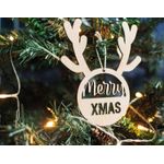 Casa si Gradina - Decoratiuni - Decoratiuni de sezon - Glob de Craciun HH885 din Lemn Model Ren cu mesaj Merry Christmas - Infinity.ro