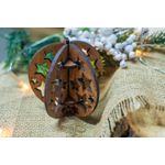 Casa si Gradina - Decoratiuni - Decoratiuni de sezon - Glob de Craciun 3D HH900 din Lemn Model Stelute - Infinity.ro