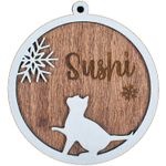 Casa si Gradina - Decoratiuni - Decoratiuni de sezon - Glob de Craciun Personalizat HH893 din Lemn Model Pisica - Infinity.ro