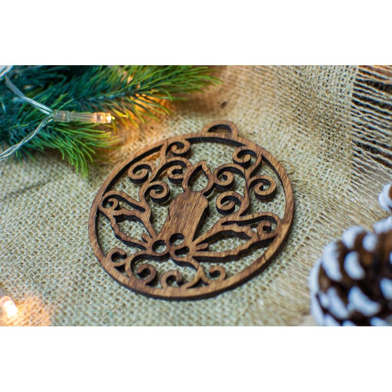 Casa si Gradina - Decoratiuni - Decoratiuni de sezon - Set 3 globuri de Craciun HH884 din Lemn Model Traditional de Craciun - Infinity.ro