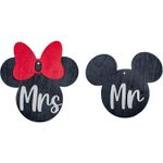 Casa si Gradina - Decoratiuni - Decoratiuni de sezon - Set 2 Globuri de Craciun Personalizat Cuplu Familie HH890 din Lemn Model Mickey si Minnie Mrs si Mr - Infinity.ro