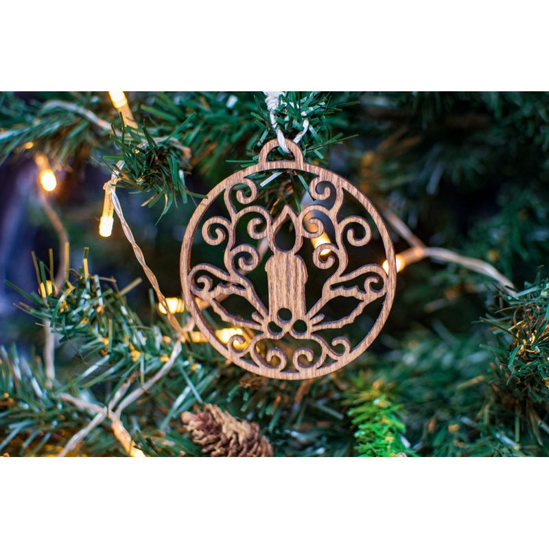 Casa si Gradina - Decoratiuni - Decoratiuni de sezon - Set 3 globuri de Craciun HH884 din Lemn Model Traditional de Craciun - Infinity.ro