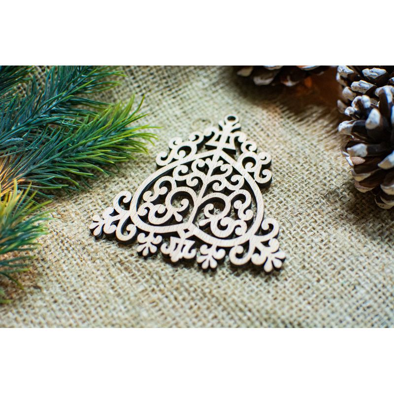 Casa si Gradina - Decoratiuni - Decoratiuni de sezon - Set 5 globuri de Craciun HH879 din Lemn Model Traditional de Craciun - Infinity.ro