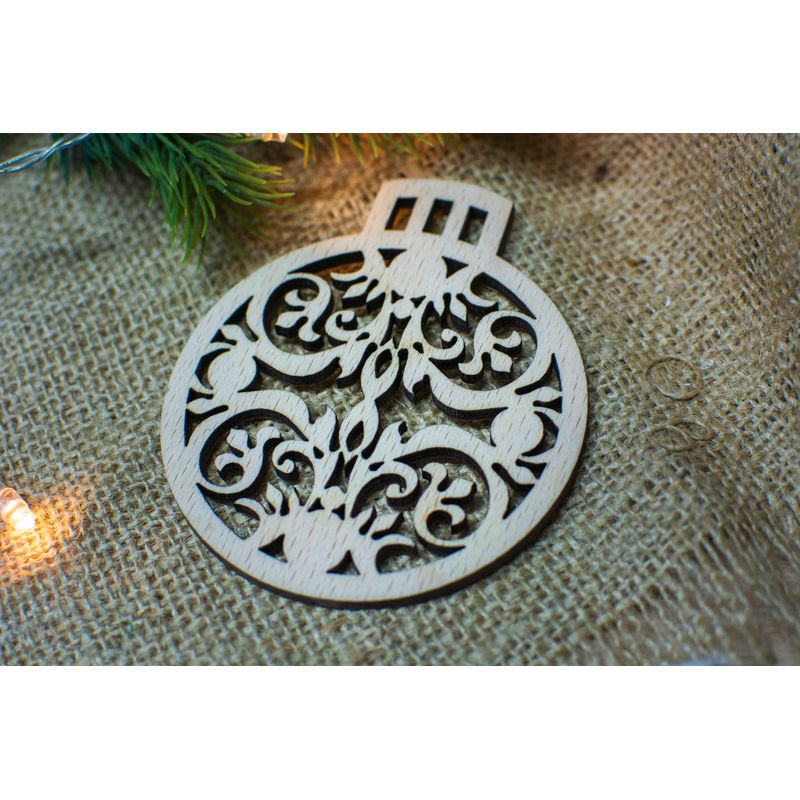 Casa si Gradina - Decoratiuni - Decoratiuni de sezon - Set 3 globuri de Craciun HH883 din Lemn Model Traditional de Craciun - Infinity.ro
