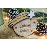 Casa si Gradina - Decoratiuni - Decoratiuni de sezon - Glob de Craciun Personalizabil HH886 din Lemn Model Stea cu mesaj Craciun Fericit pentru cea mai buna persoana - Infinity.ro