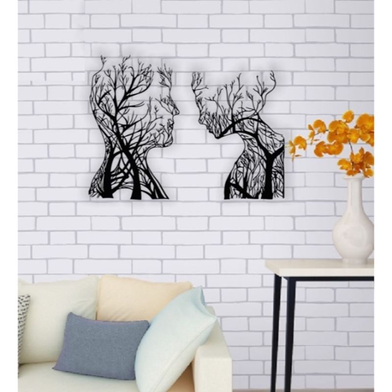 Casa si Gradina - Decoratiuni - Decoratiuni perete - Decor perete Personalizabil Cuplul din Ramuri HHH581 din lemn - 51 L x 38 H (cm) - Infinity.ro