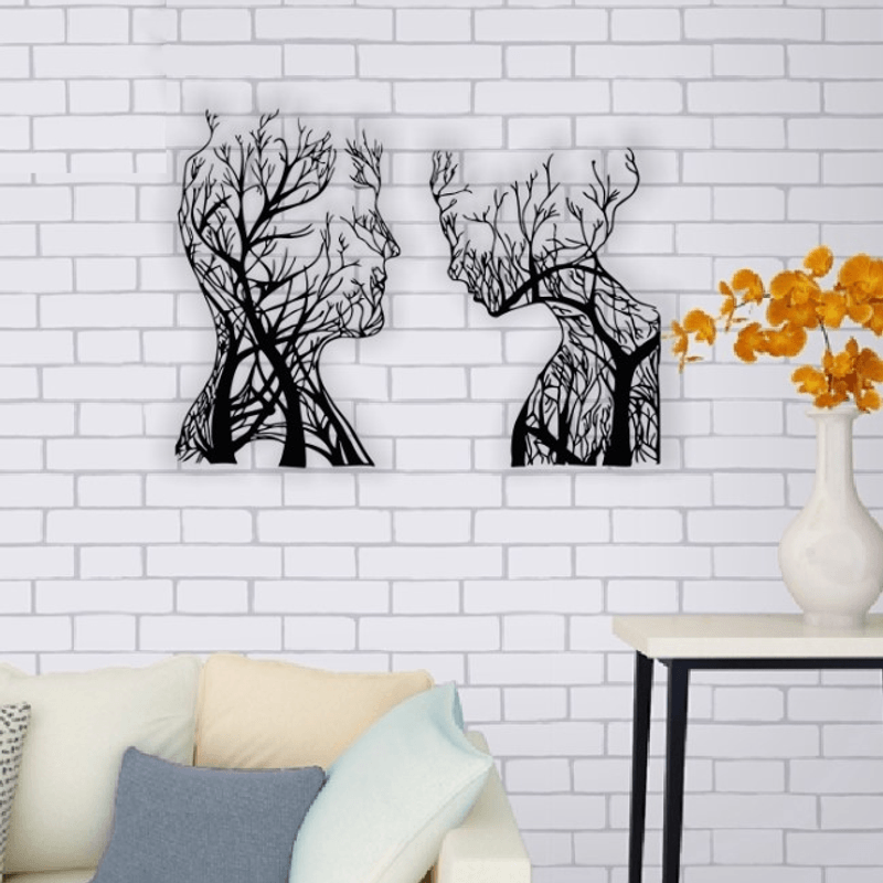 Casa si Gradina - Decoratiuni - Decoratiuni perete - Decor perete Personalizabil Cuplul din Ramuri HHH581 din lemn - 51 L x 38 H (cm) - Infinity.ro