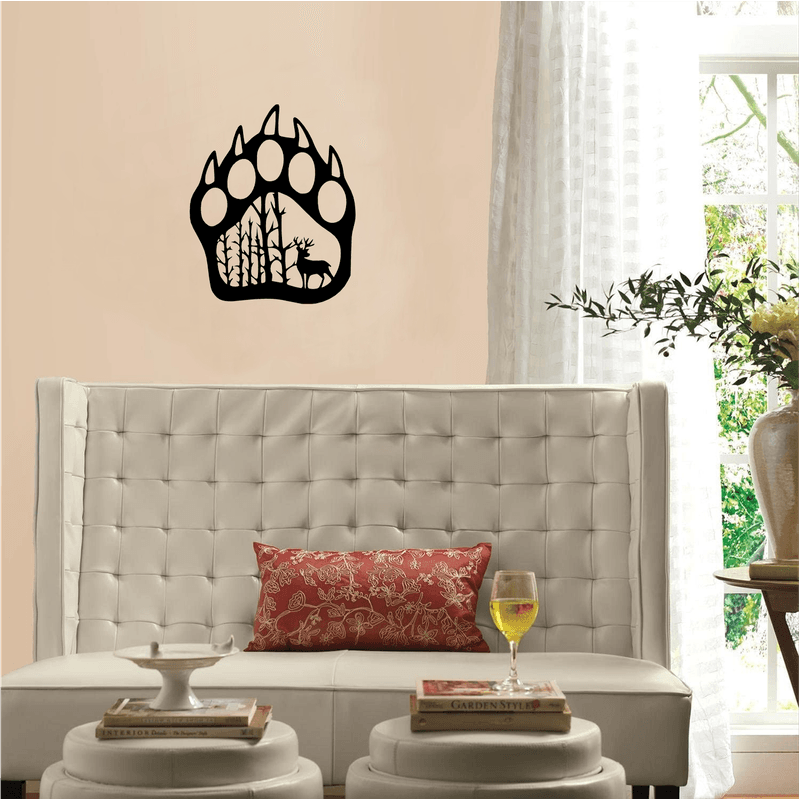 Casa si Gradina - Decoratiuni - Decoratiuni perete - Decor perete Laba de Urs cu Cerb HH705 din lemn - 20 L x 25 H (cm) - Infinity.ro