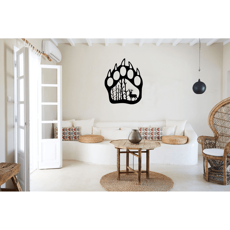 Casa si Gradina - Decoratiuni - Decoratiuni perete - Decor perete Laba de Urs cu Cerb HH705 din lemn - 20 L x 25 H (cm) - Infinity.ro