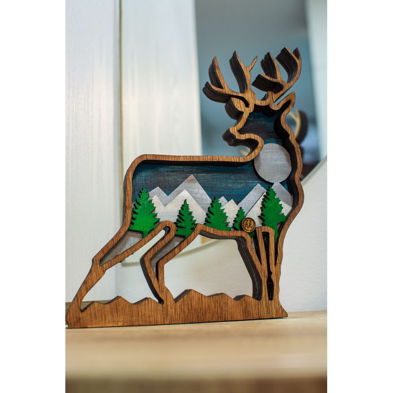 Casa si Gradina - Decoratiuni - Decoratiuni perete - Decor Personalizabil HandyHands din lemn mai multe straturi cerb - 25 L x 26 H (cm) - Infinity.ro