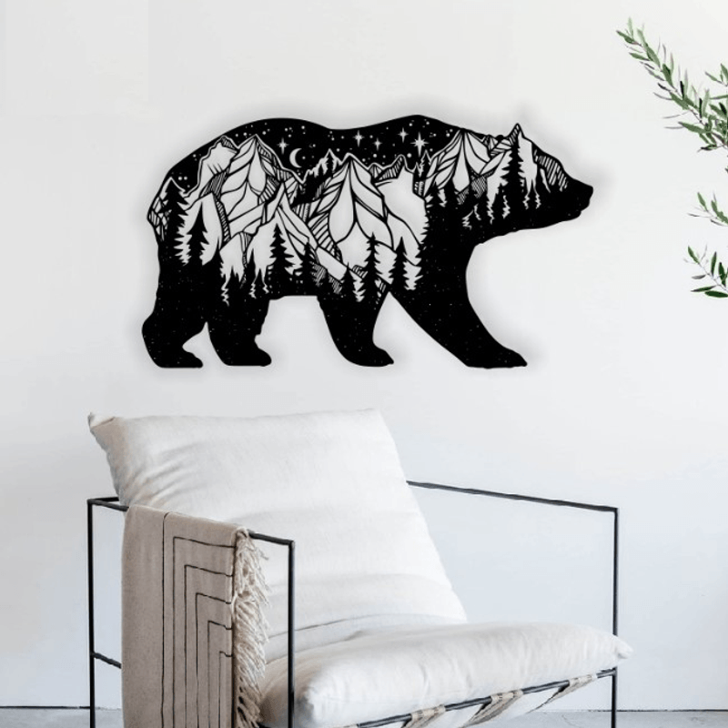 Casa si Gradina - Decoratiuni - Decoratiuni perete - Decor perete Personalizabil Munte in Urs HHH235 din lemn - 29 L x 16 H (cm) - Infinity.ro