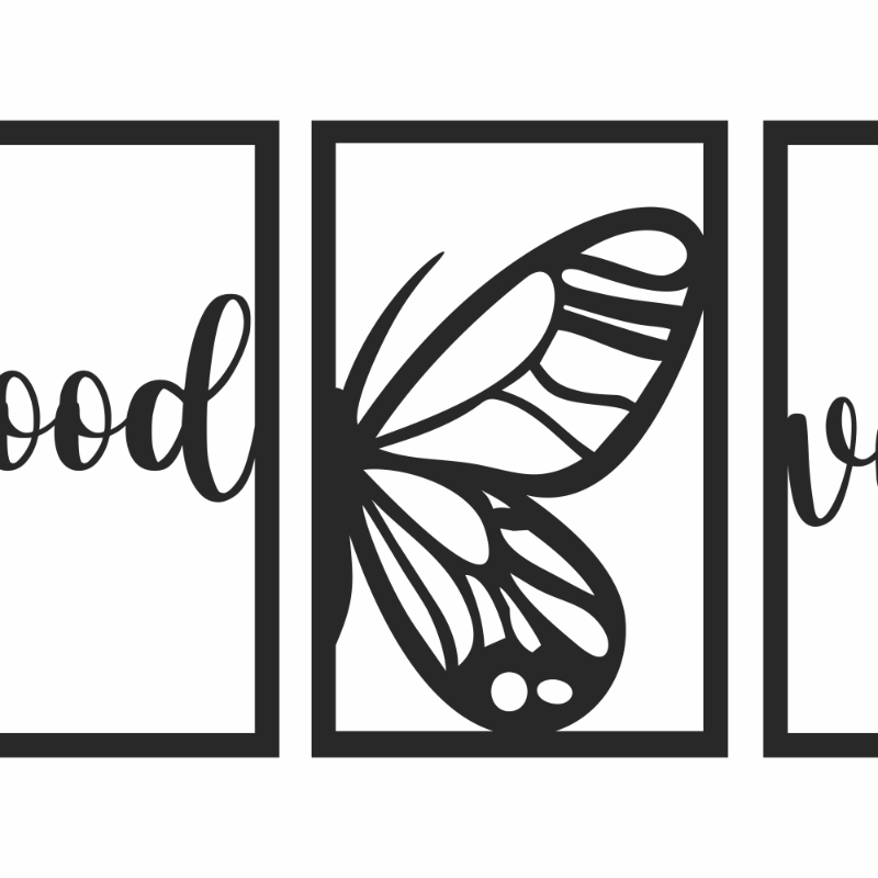 Casa si Gradina - Decoratiuni - Decoratiuni perete - Decor perete Personalizabil 3 Parti Good Vibes HHH559 din lemn - 114 L x 58 H (cm) - Infinity.ro