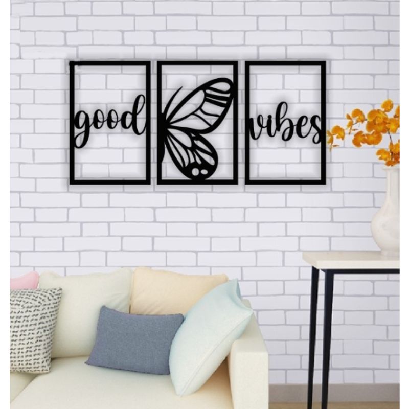 Casa si Gradina - Decoratiuni - Decoratiuni perete - Decor perete Personalizabil 3 Parti Good Vibes HHH559 din lemn - 114 L x 58 H (cm) - Infinity.ro