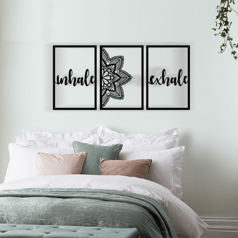 Casa si Gradina - Decoratiuni - Decoratiuni perete - Decor perete Personalizabil 3 Parti Inspira Expira HHH563 din lemn - 80 L x 38 H (cm) - Infinity.ro