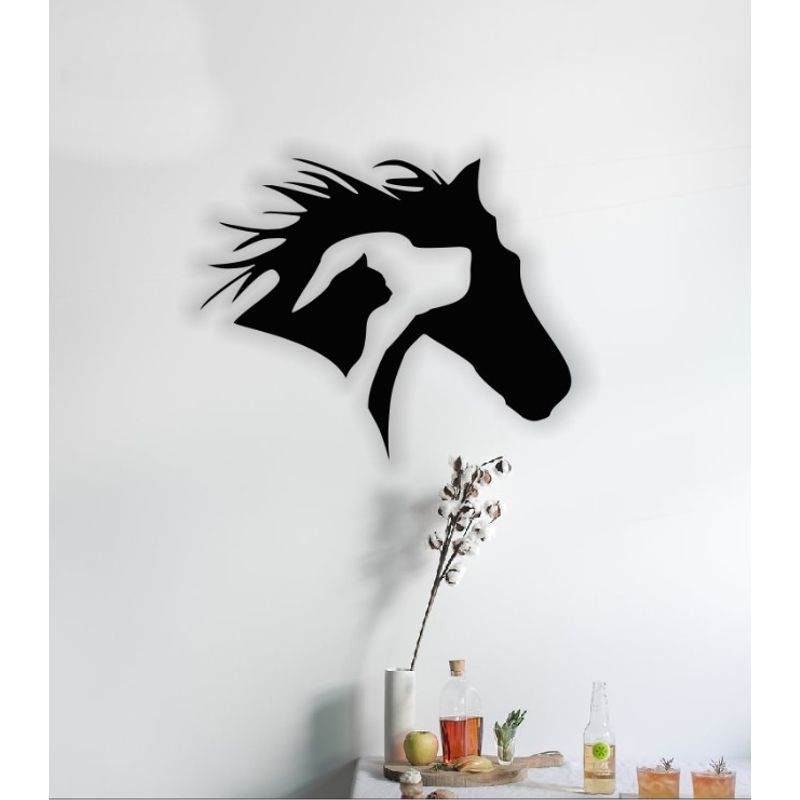 Casa si Gradina - Decoratiuni - Decoratiuni perete - Decor perete Personalizabil Cal Caine Pisica HHH635 din lemn - 29 L x 24 H (cm) - Infinity.ro
