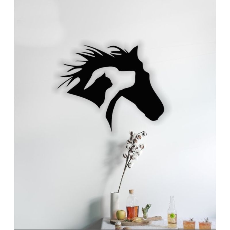Casa si Gradina - Decoratiuni - Decoratiuni perete - Decor perete Personalizabil Cal Caine Pisica HHH635 din lemn - 29 L x 24 H (cm) - Infinity.ro