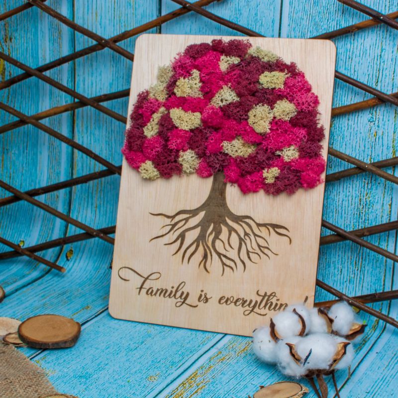 Market - Cadouri - Rame si albume foto - Rama Copacul Vietii Personalizat HH1550 din lemn Personalizat cu Licheni 15x20 cm - Infinity.ro