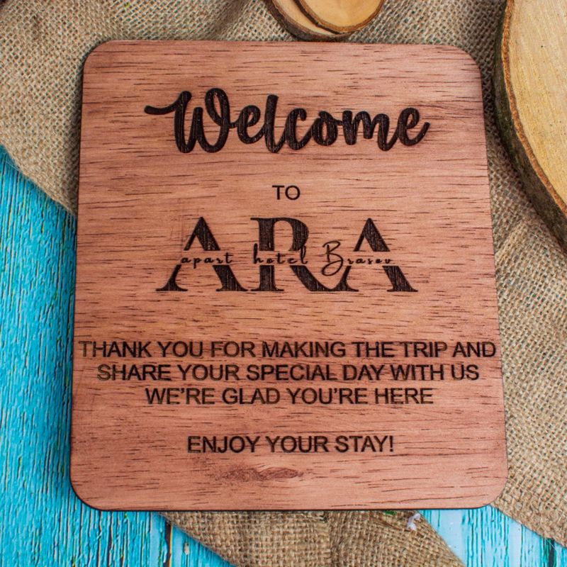 Market - Cadouri - Rame si albume foto - Decor Rama Foto HH1571 Primire Intrare Welcome din lemn Personalizata - 17x20 cm - Infinity.ro