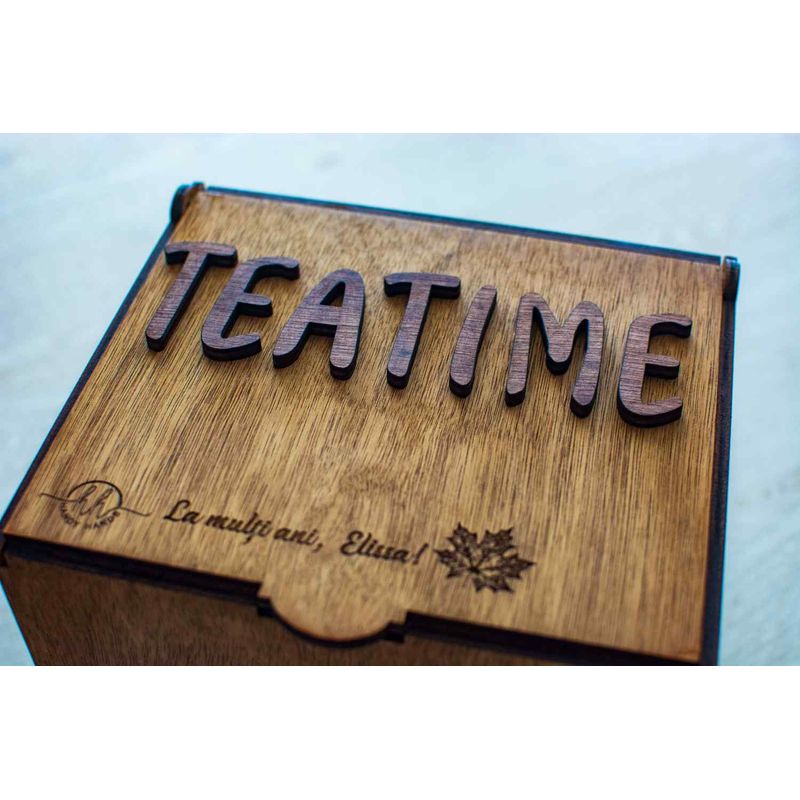 Fashion, accesorii si bijuterii - Femei - Bijuterii femei - Cutii bijuterii - Cutie Personalizata din Lemn HH825 pentru depozitat Ceai Teatime - Infinity.ro