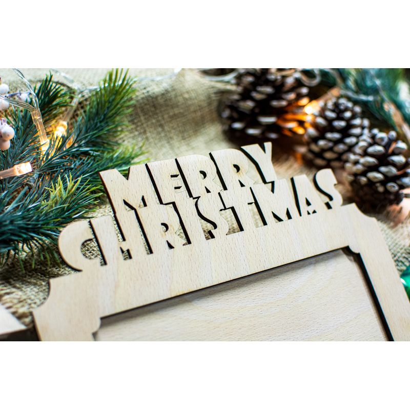 Market - Cadouri - Rame si albume foto - Rama foto de Craciun HH876 Personalizata din lemn Merry Christmas - Infinity.ro